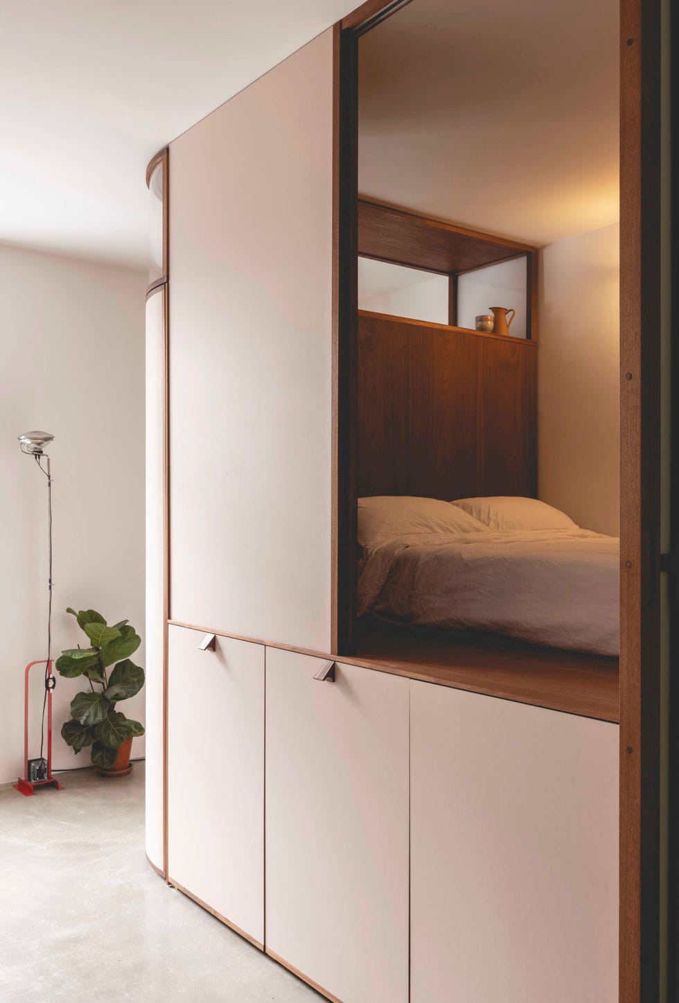 a bed in a room