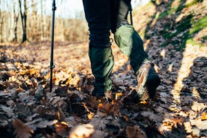 hiker exploring a mountain alone during beautiful day