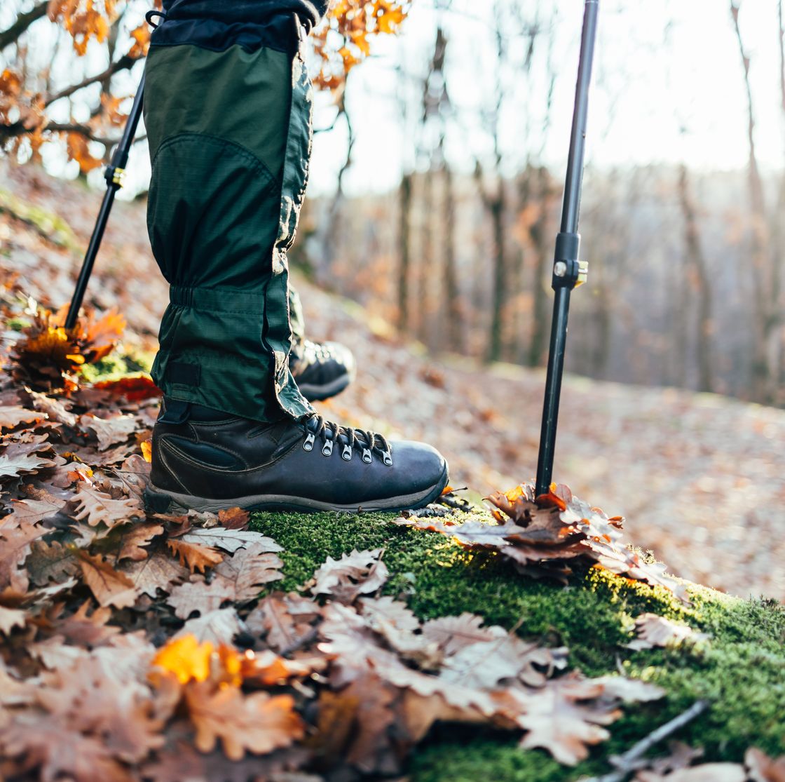 hiker exploring a mountain alone during beautiful day