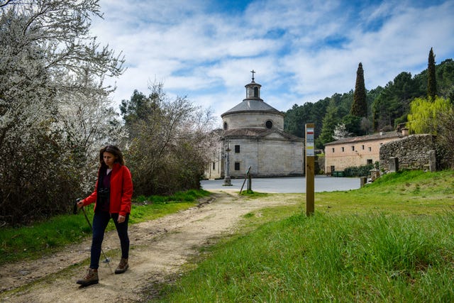 hiker in a walking route in gredos