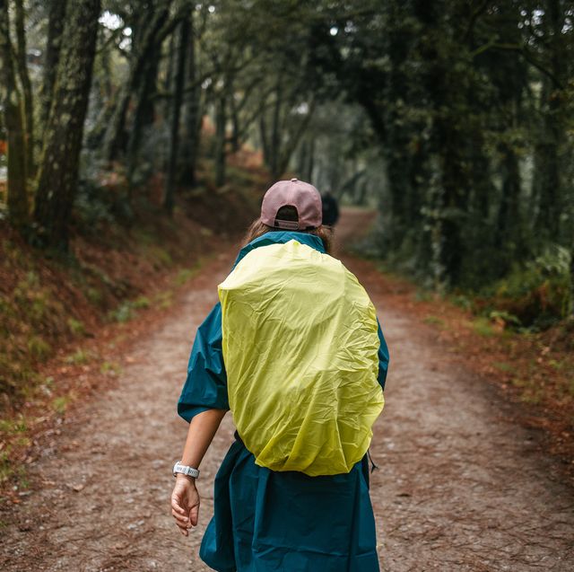 hiker on a rainy day