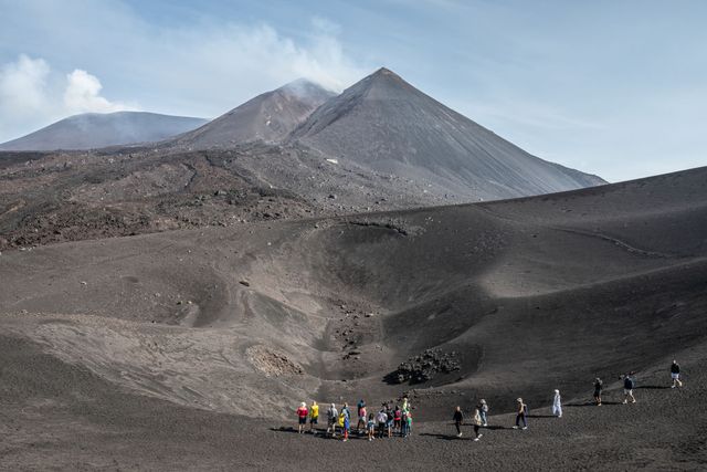tourists return to mount etna for the first time since recent eruption