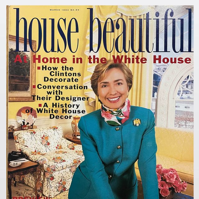 hillary clinton at the white house, as seen in house beautiful's march 1994 issue