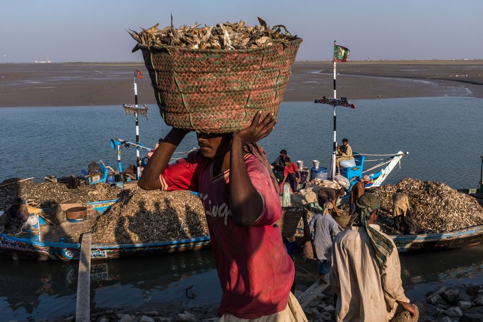 PakistanOmdat er ten behoeve van de irrigatie zoveel water aan de Indus wordt onttrokken moeten de vissers van Keti Bandar aan de rand van de Indusdelta met hun bootjes de Arabische Zee op om iets te kunnen vangen Sommige gezinnen zijn al uit het ooit welvarende vissersdorp weggetrokken