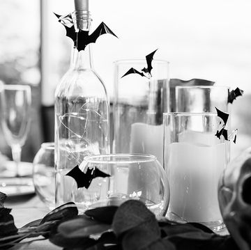 history of halloween black and white tablescape