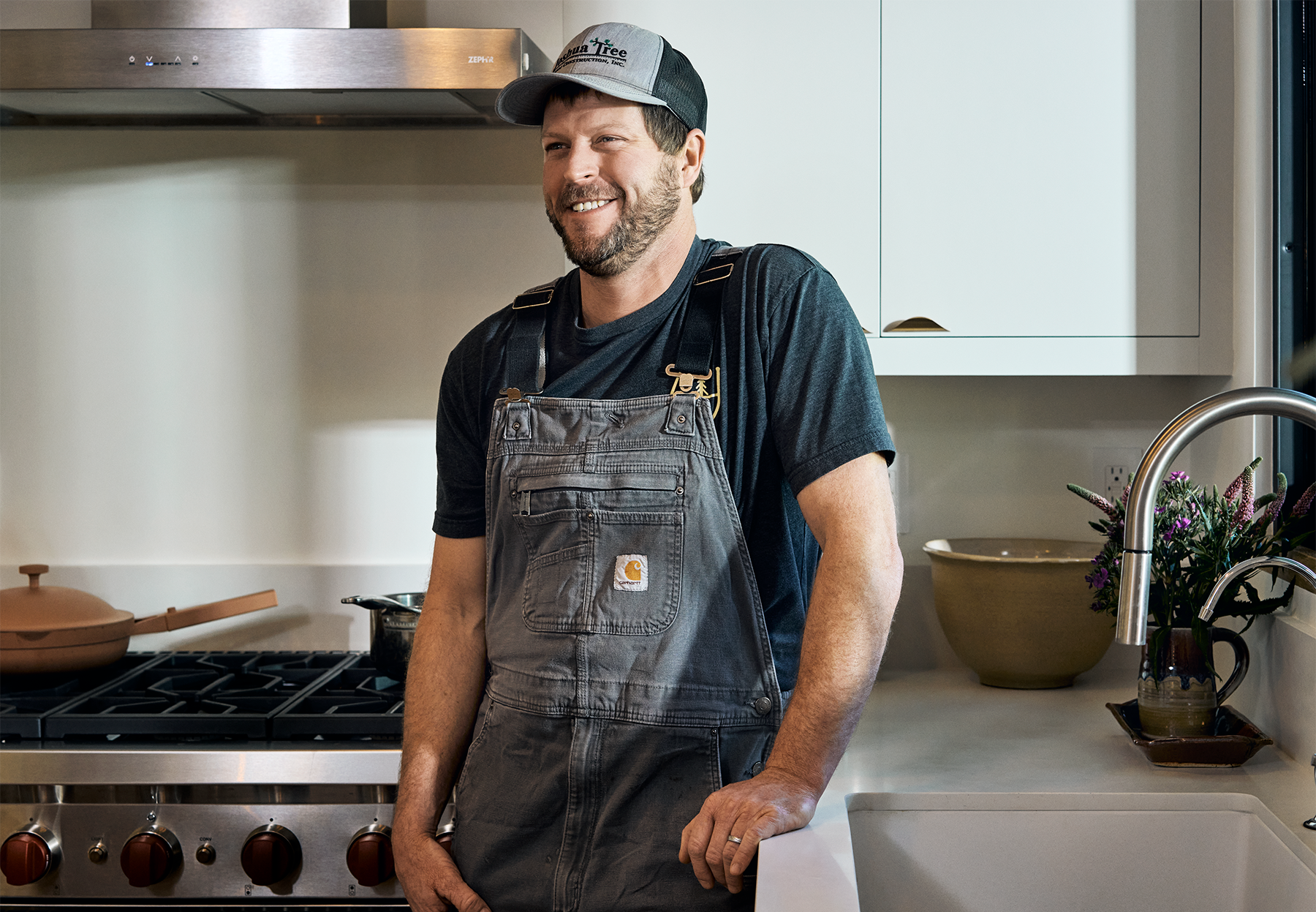 joshua lee, a local cabinetmaker, helped create a kitchen with safe materials like purebond plywood