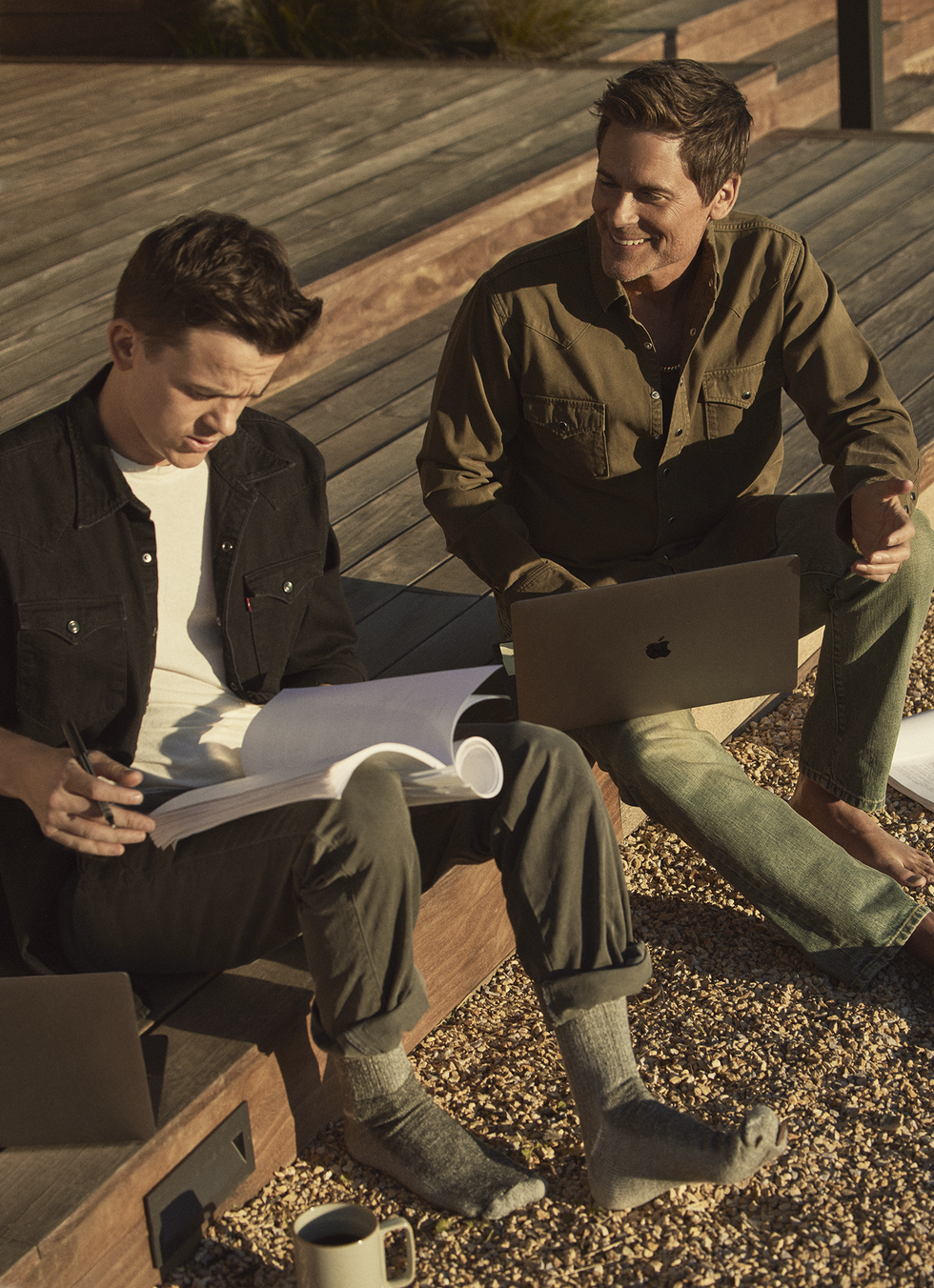 editorial of rob lowe and john owen lowe for men's health photographed at agave house in malibu on january 27, 2023