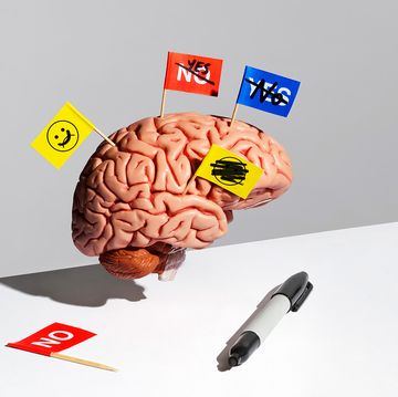 a brain with different colored flags