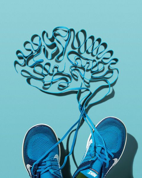 shoes with laces outlining a brain