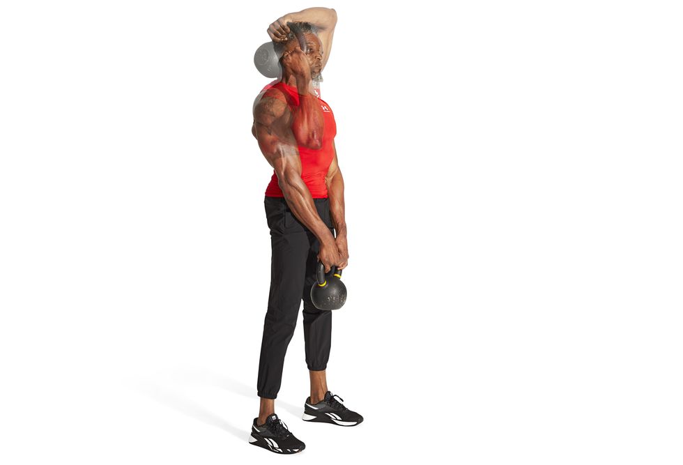 kettlebell lunge to halo strength and muscle building single kettlebell exercise\, workout
