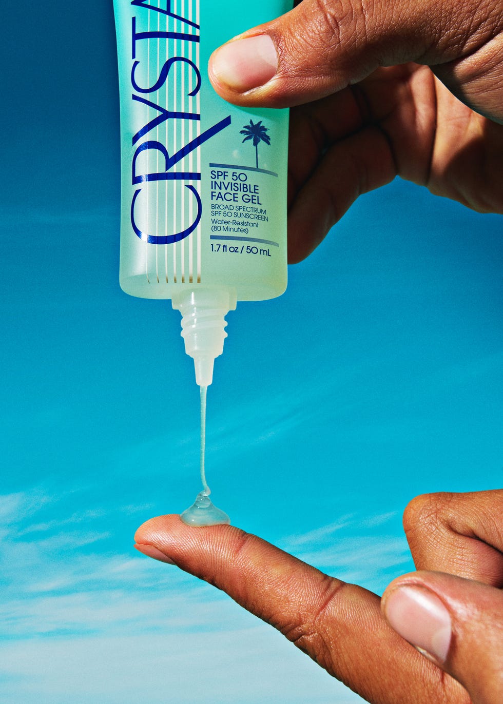 vacation crystal spf 50 face gel. face sunscreen.