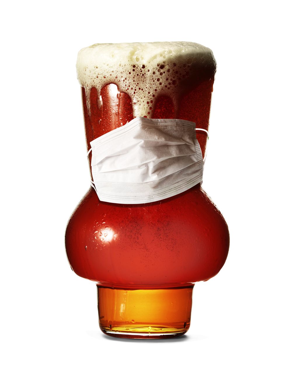 beer glass with covid 19 face mask