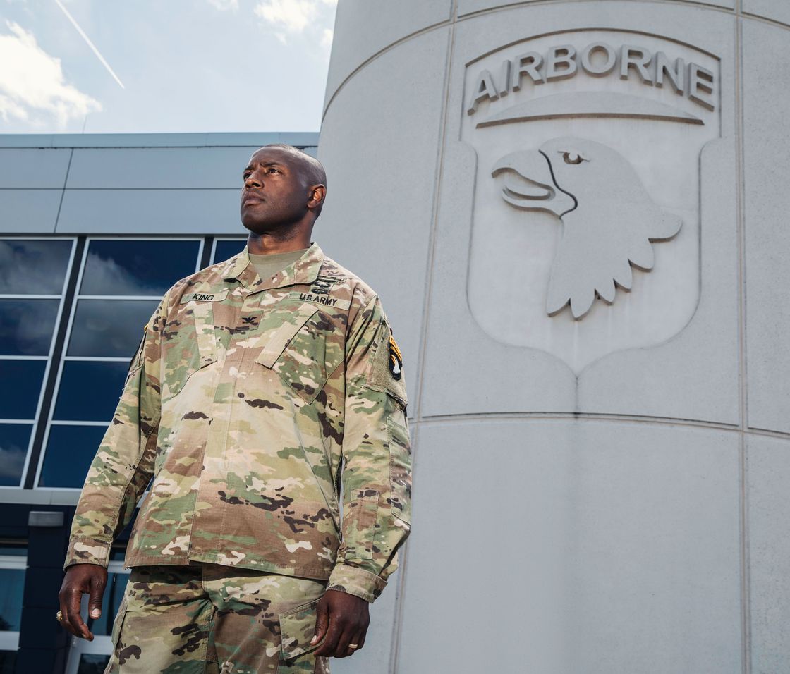soldier standing in front of airforce base