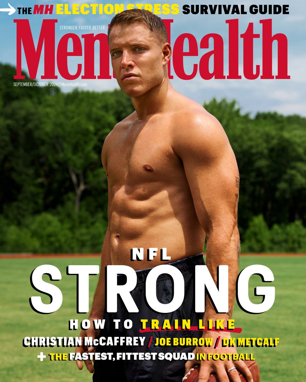 christian mccaffrey mens health september october 2024 cover nfl strong