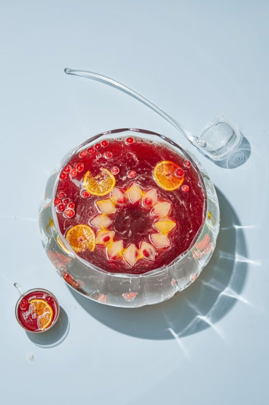 cocktail punch bowl with cranberry 75 punch