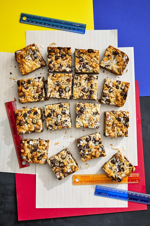 kitchen sink layer bars on white lined paper
