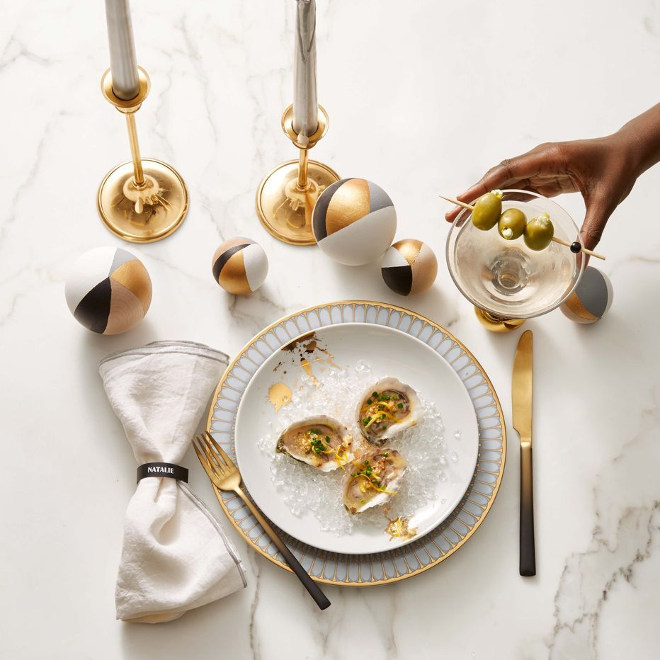 oysters with mustardhorseradish relish on marble table