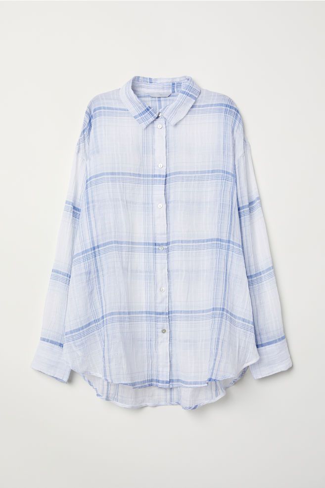 Clothing, Plaid, White, Pattern, Blue, Sleeve, Shirt, Collar, Product, Button, 