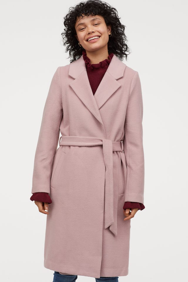 Clothing, Coat, Overcoat, Outerwear, Fashion, Trench coat, Duster, Pink, Fashion model, Dress, 