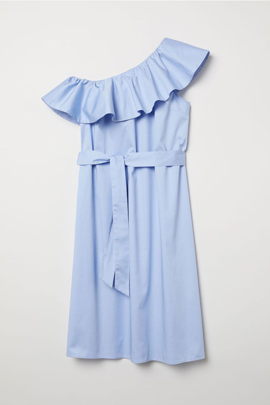 Blue, Clothing, White, Product, Dress, Ruffle, Sleeve, Textile, Day dress, One-piece garment, 