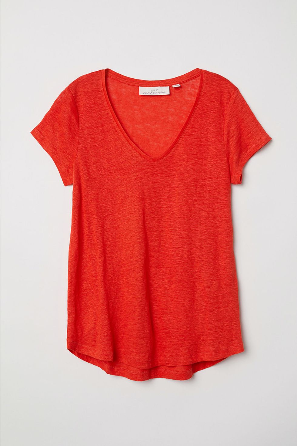 Clothing, Red, Orange, Sleeve, T-shirt, Product, Blouse, Outerwear, Top, Neck, 