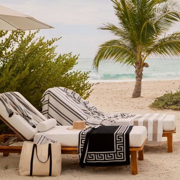 a lounge chair on a beach