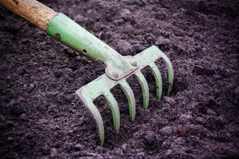 hoe digging soil