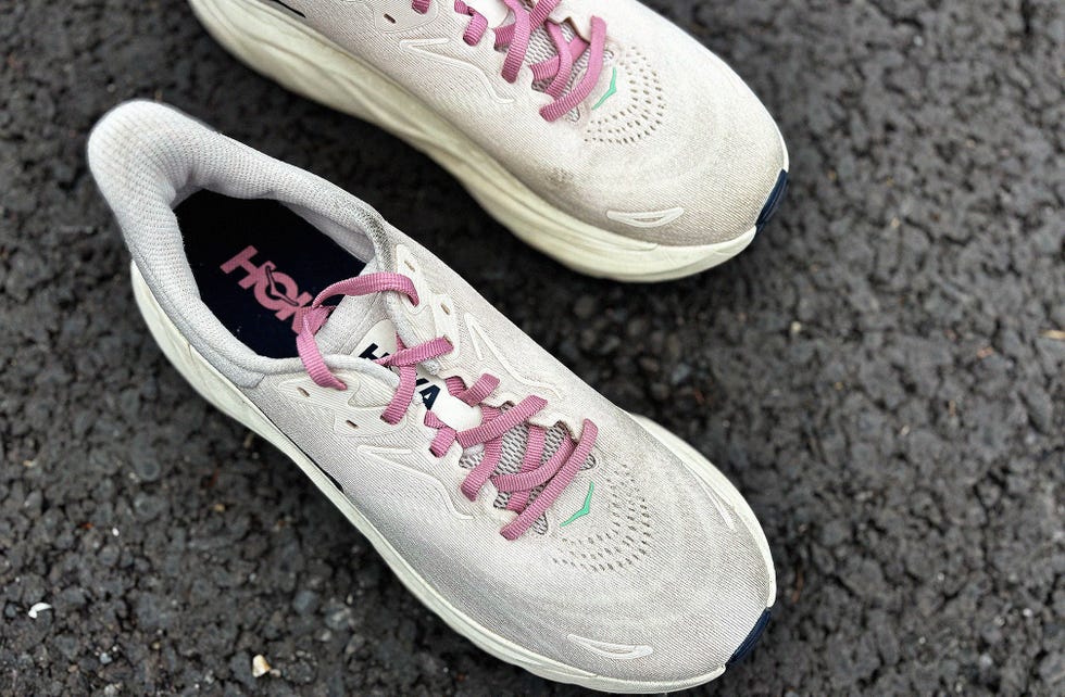 overhead shot of a pair of running shoes