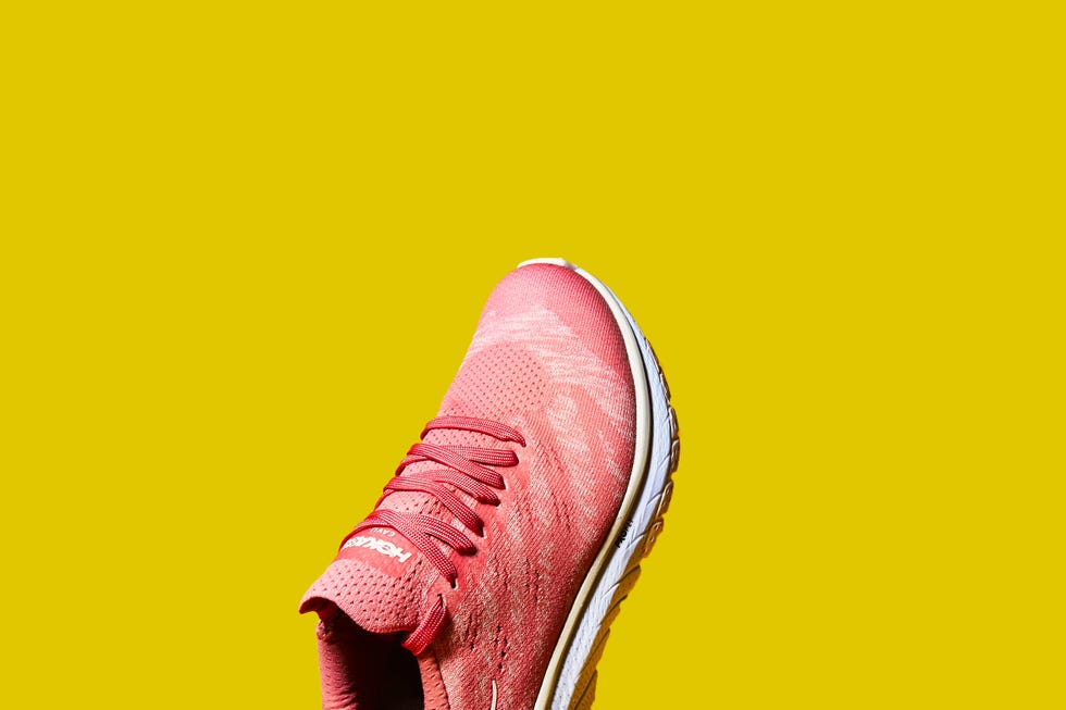 Footwear, Yellow, Pink, Shoe, Joint, Close-up, Leg, Peach, Human leg, Magenta, 