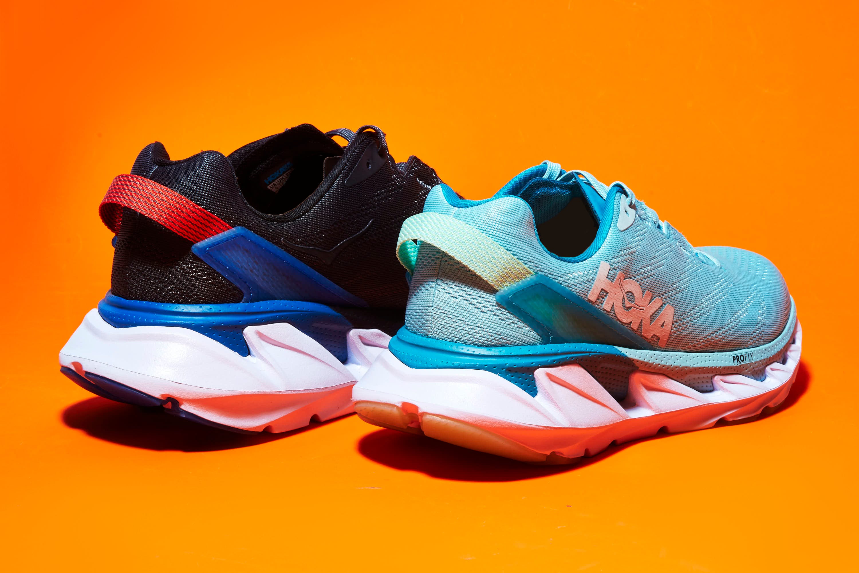 Shoe, Footwear, Running shoe, Blue, Orange, White, Walking shoe, Outdoor shoe, Cross training shoe, Sneakers, 