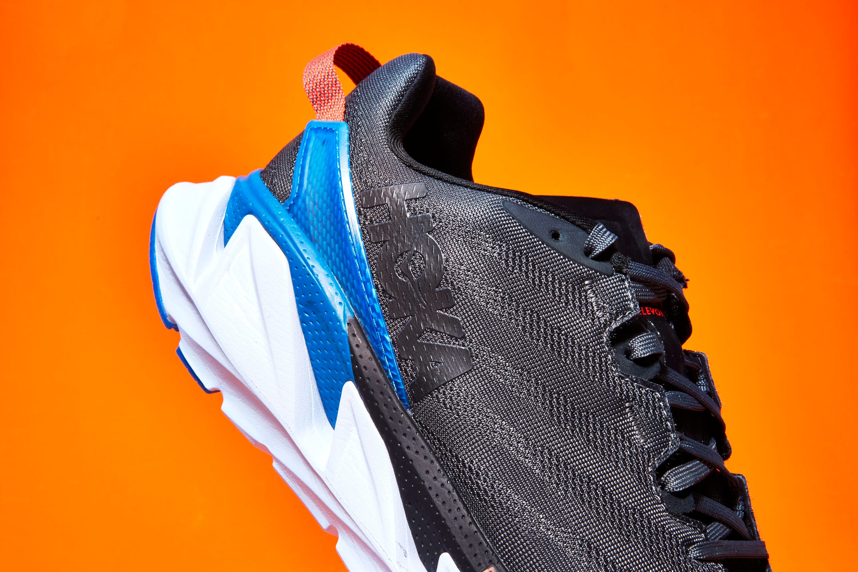 Footwear, Shoe, Blue, White, Black, Orange, Running shoe, Sportswear, Electric blue, Outdoor shoe, 
