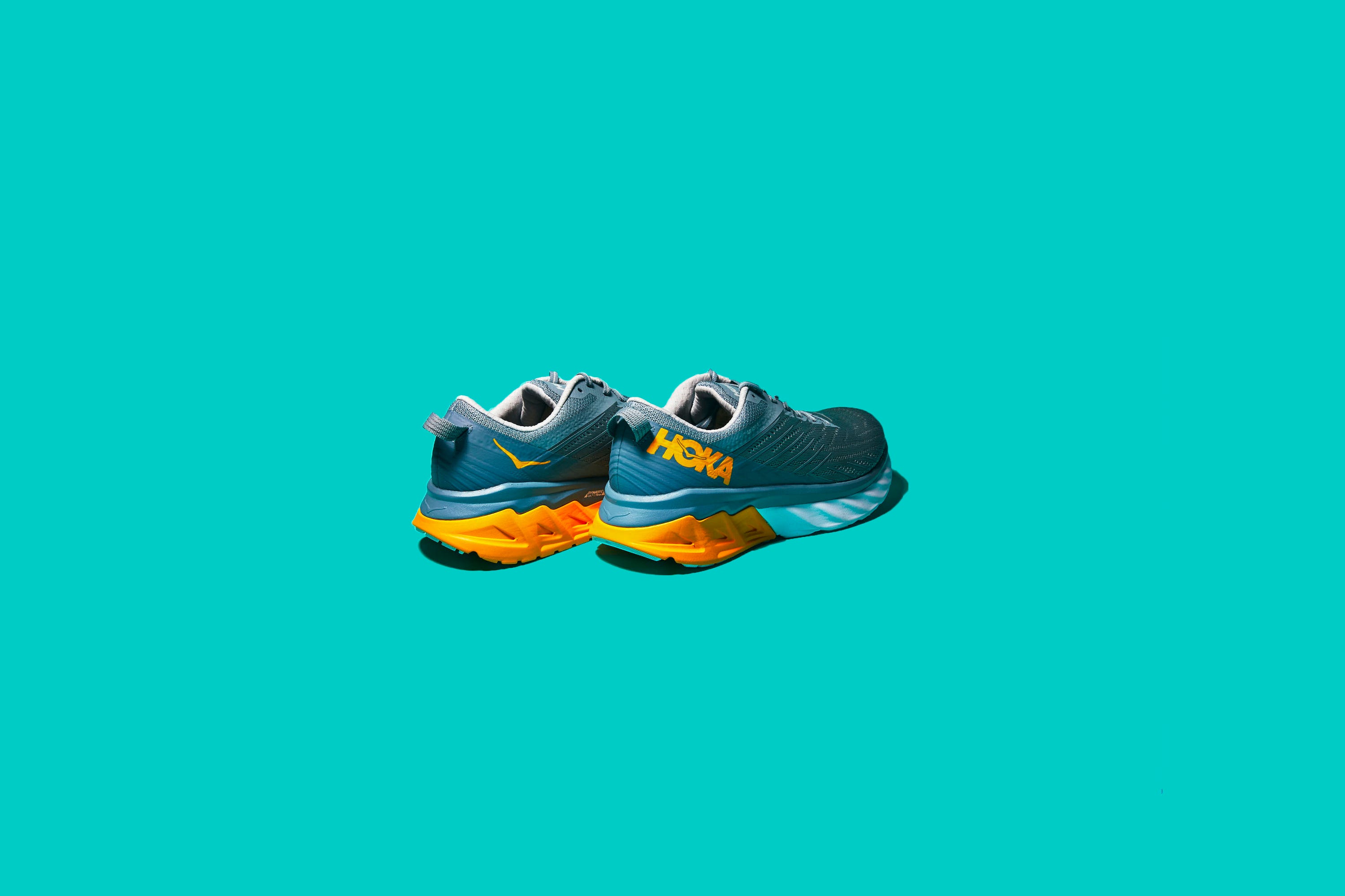Footwear, Shoe, Aqua, Orange, Blue, Turquoise, Teal, Outdoor shoe, Running shoe, Yellow, 