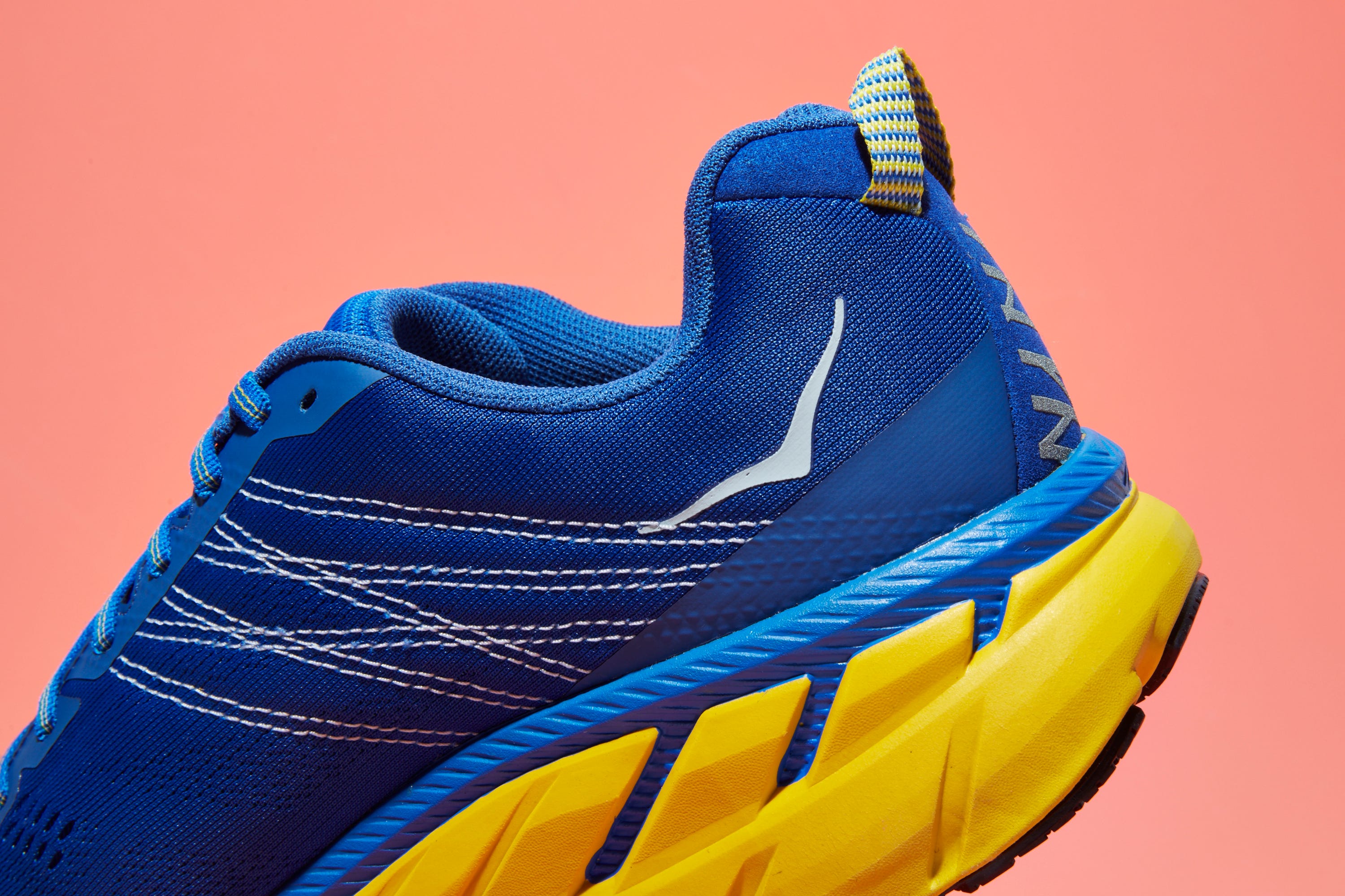 Footwear, Blue, Shoe, Running shoe, Electric blue, Yellow, Cobalt blue, Orange, Outdoor shoe, Aqua, 
