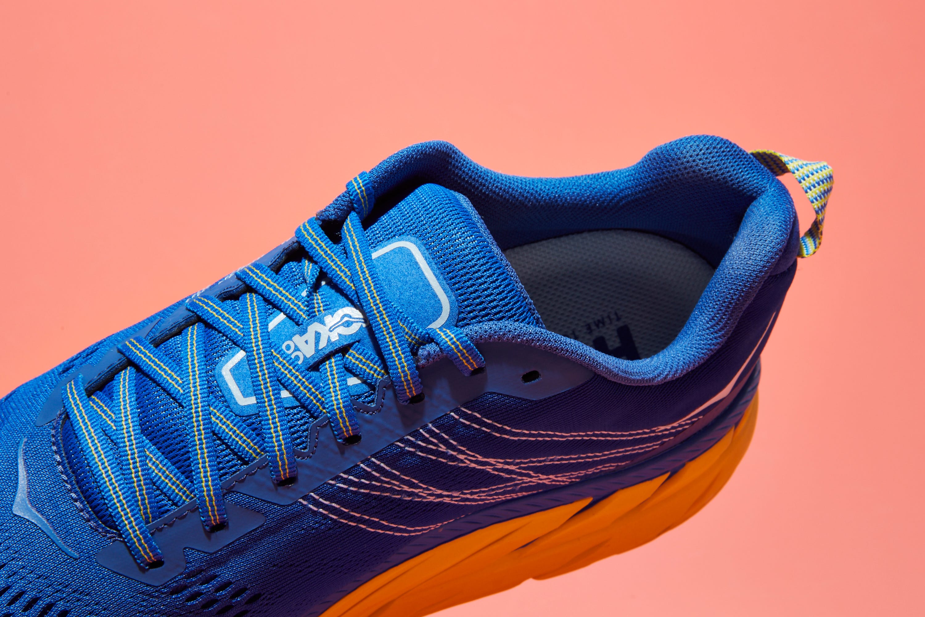 Footwear, Shoe, Blue, Orange, Running shoe, Cobalt blue, Electric blue, Outdoor shoe, Walking shoe, Athletic shoe, 