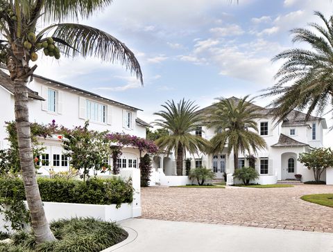 exterior, white house, palm trees
