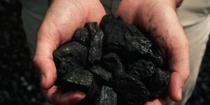 holding a handful of coal