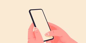 holding phone in two hands empty screen, phone mockup editable smartphone template vector illustration on isolated background application on touch screen device learning or booking online concept