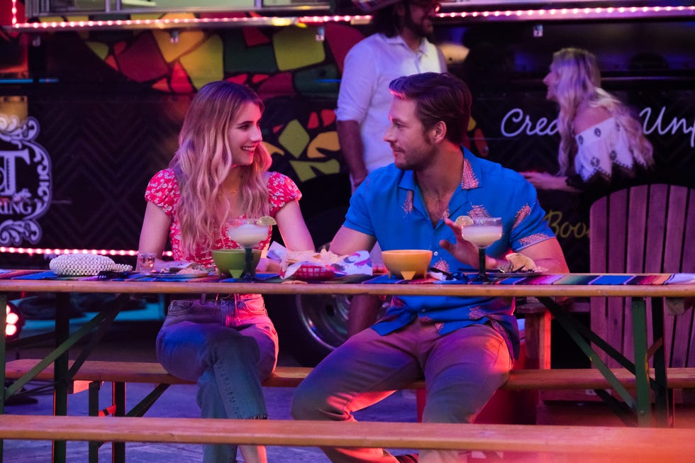 holidate 2020 l to r emma roberts as sloane reed luke bracey as jackson pieretti cr steve dietl netflix