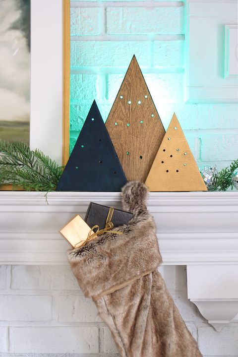 holiday mantel lighted tree display christmas wood crafts