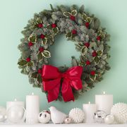 Holiday wreath over mantel