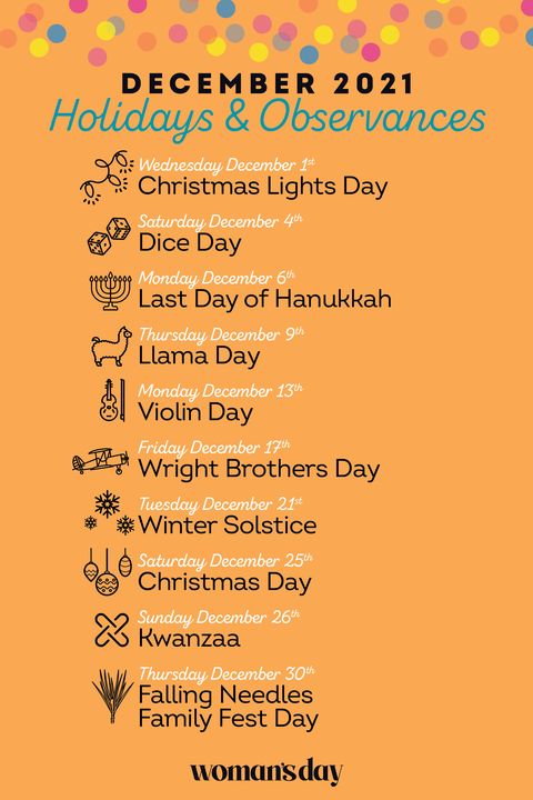 December 2021 Holidays and Observances - December Calendar of Holidays