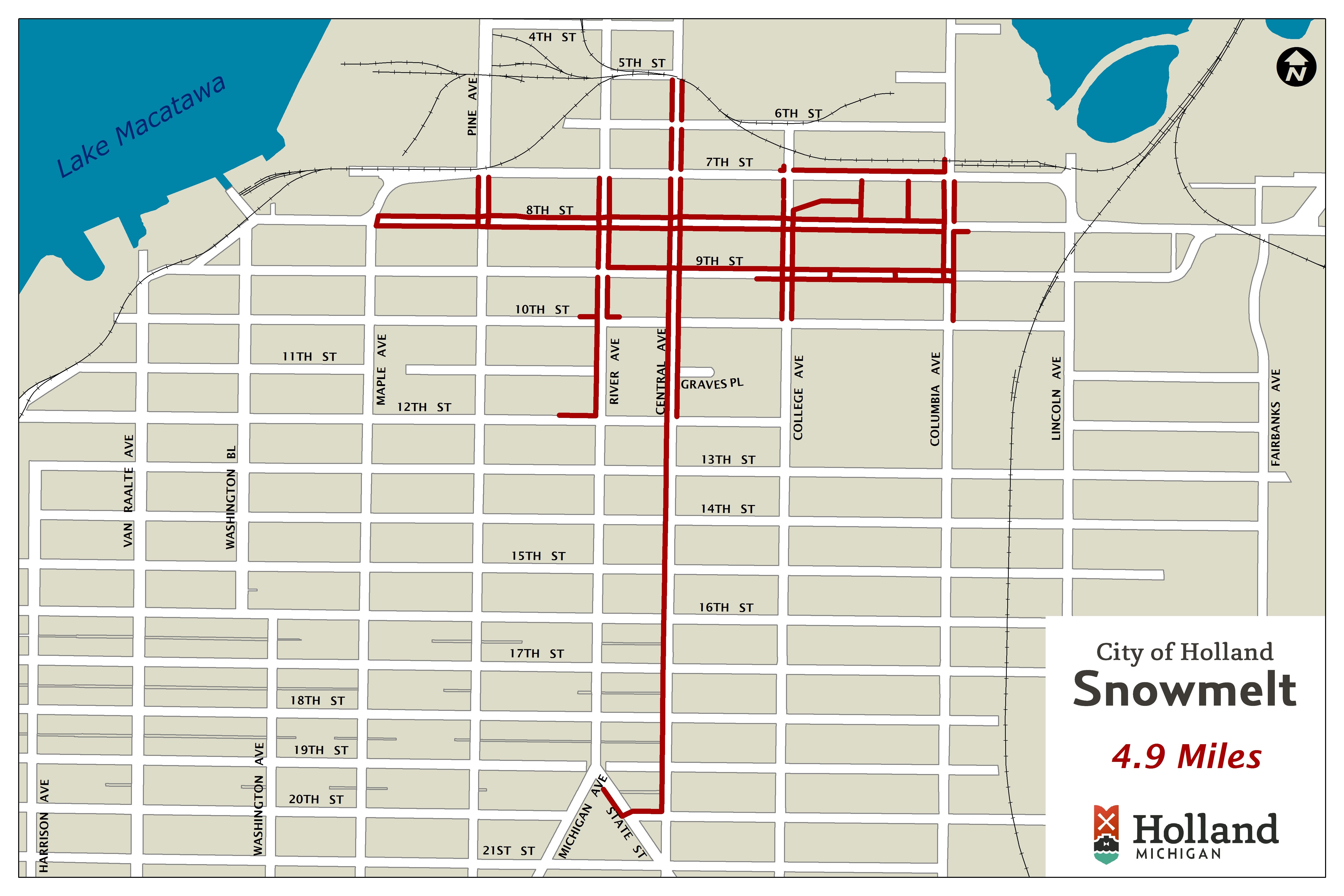city of holland snowmelt system map