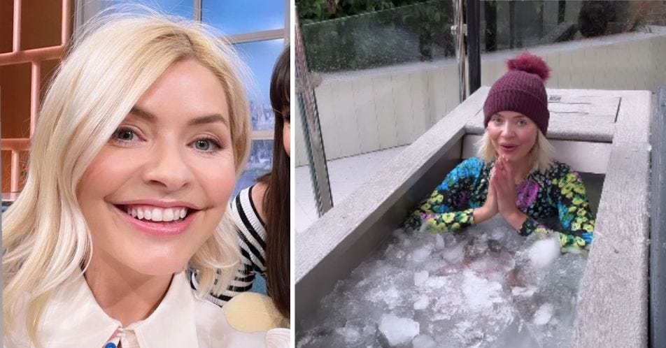 Holly Willoughby braves an ice bath in high-cut swimsuit