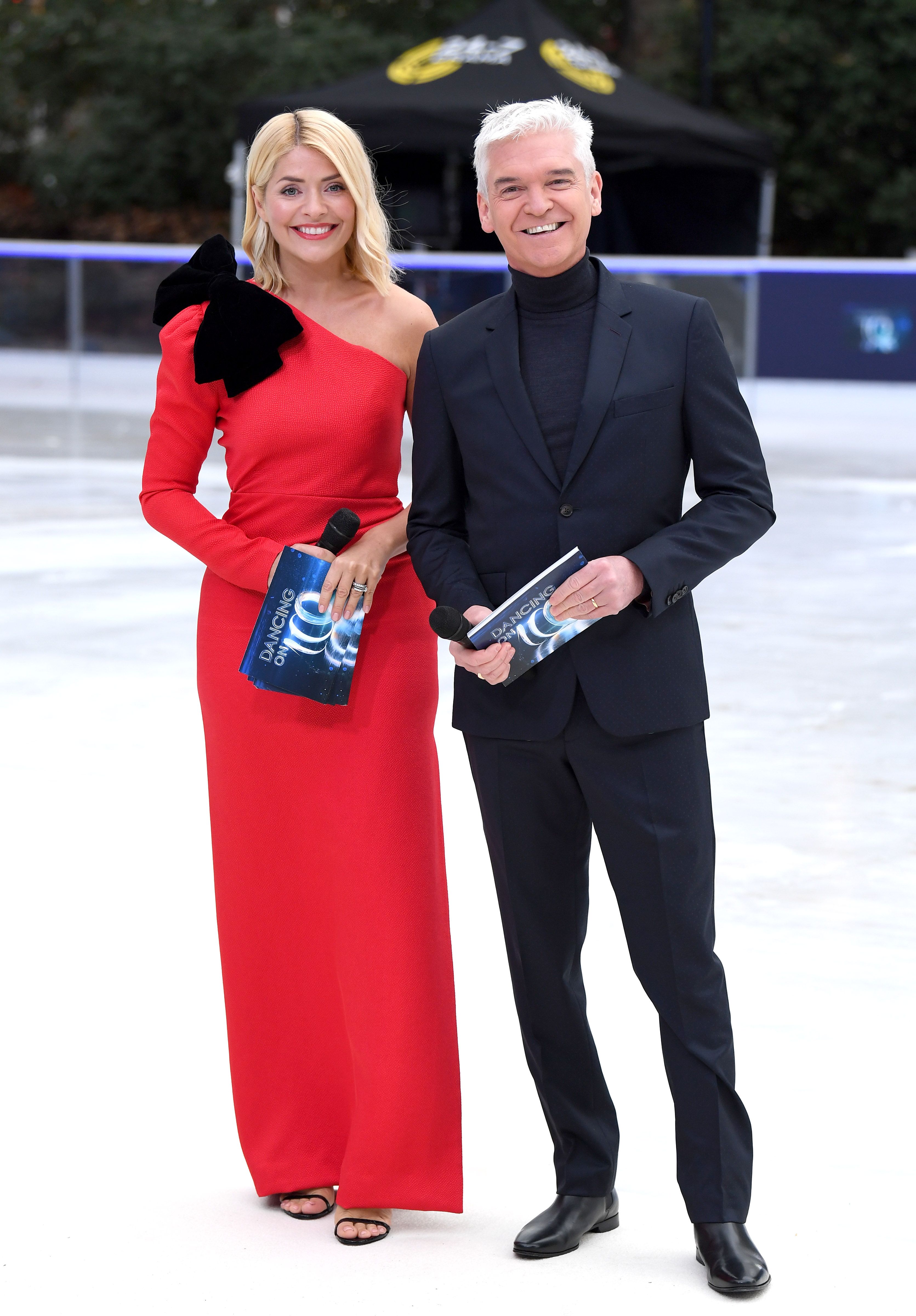 Holly willoughby red and sales black dress