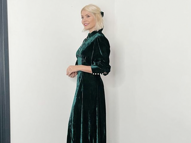 Holly Willoughby wears festive green velvet Beulah London dress