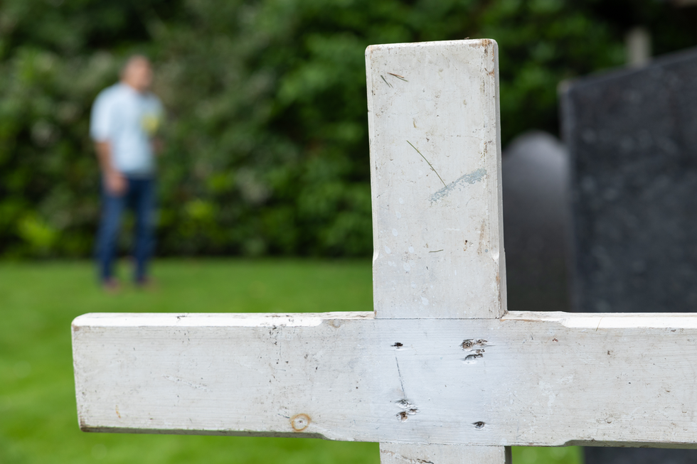 Tony Hutchinson visits the cemetery in Hollyoaks