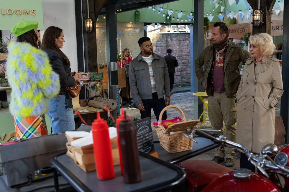 liberty savage, sienna blake, prince mcqueen, jez blake and martha blake in hollyoaks