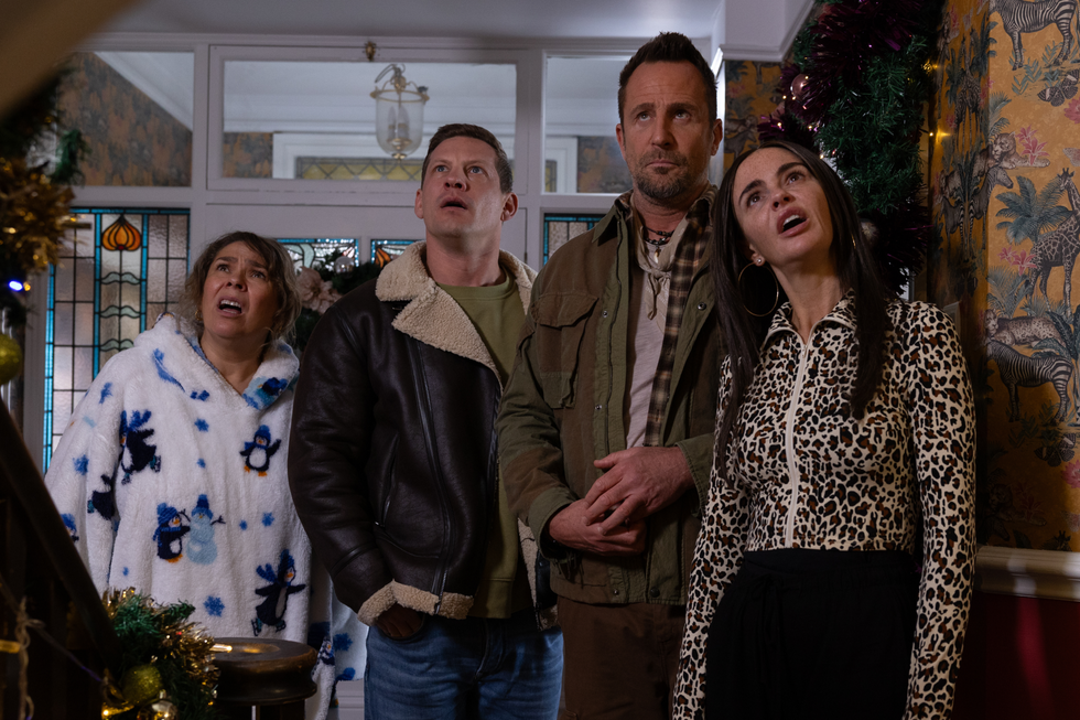 myra mcqueen, john paul mcqueen, jeremy blake and mercedes mcqueen in hollyoaks