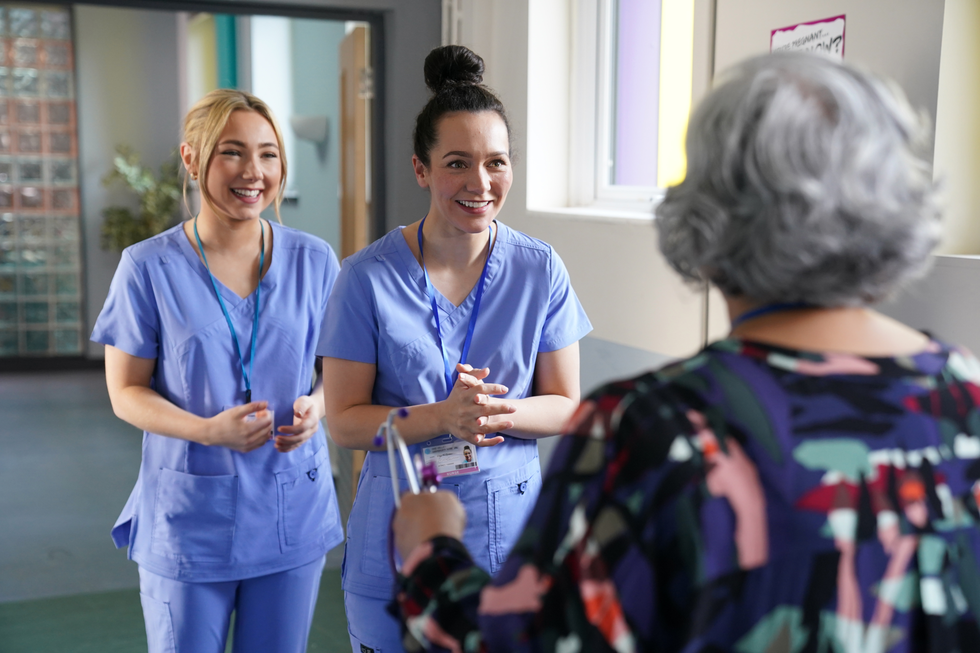 peri lomax, cleo mcqueen and misbah maalik in hollyoaks