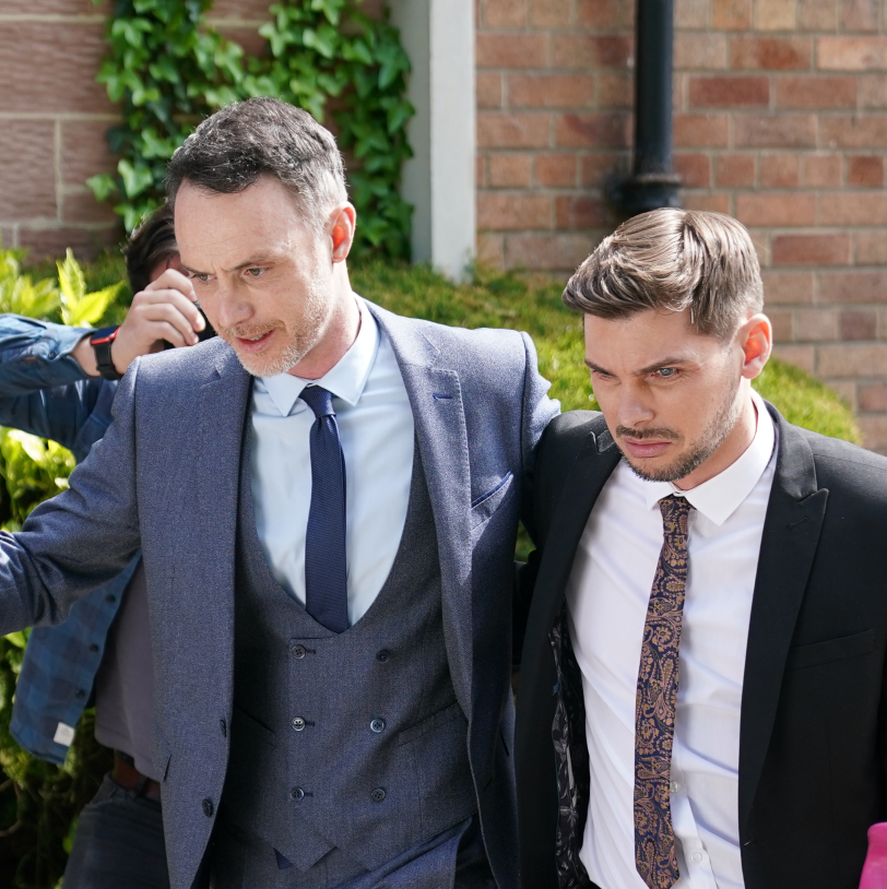 james nightingale, ste hay, cindy cunningham and tom cunningham in hollyoaks